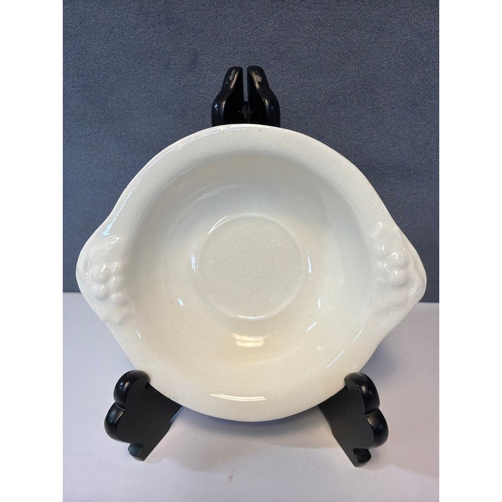 Vtg Art Pottery Dish Off White Glaze Dish Crazing Made In California USA